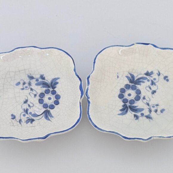 Antique - 19th century blue earthenware flower decor made in italy dishes - Picture 4 of 6